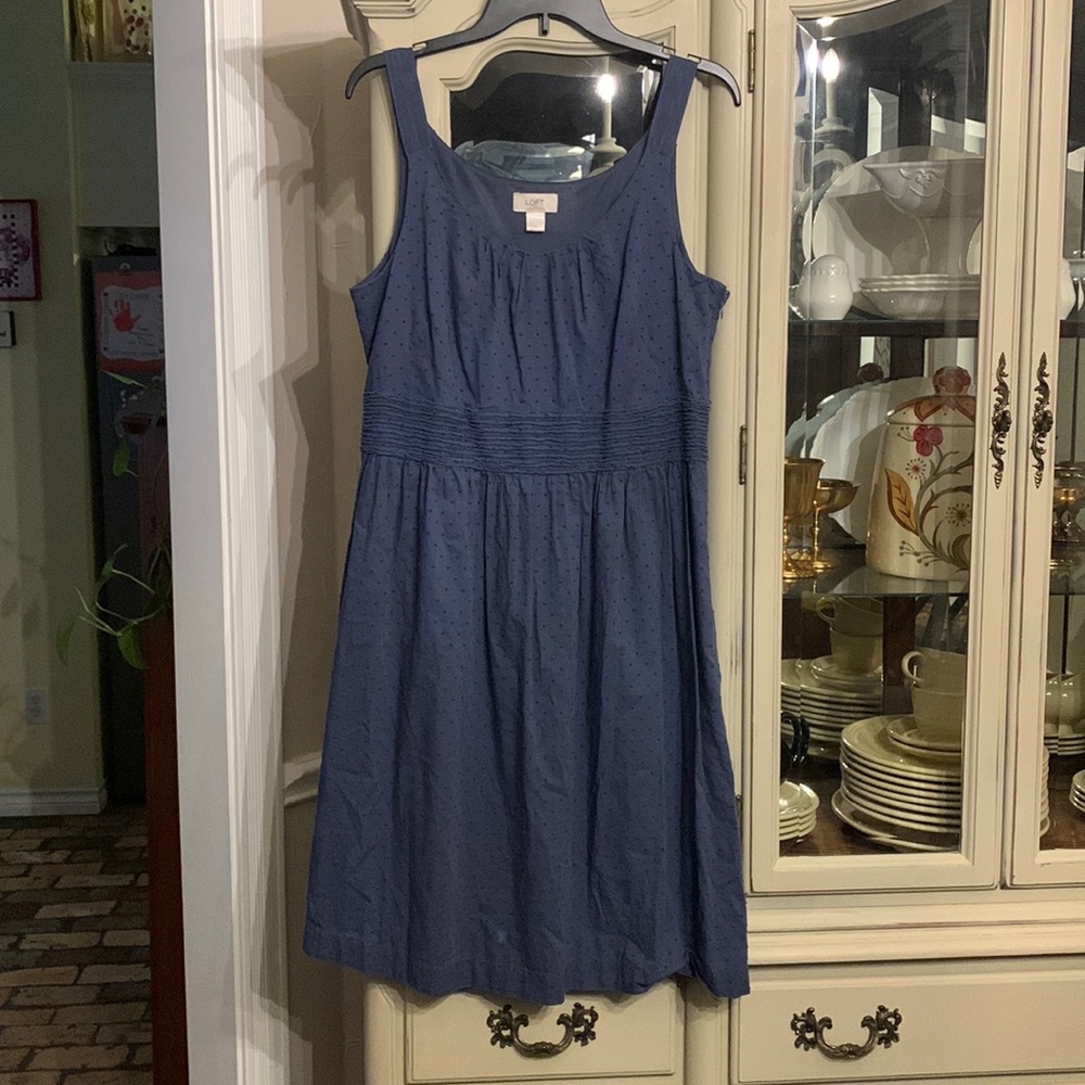 Ann Taylor LOFT women’s Swiss Dot textured Fit & Flare Sundress Dress 12